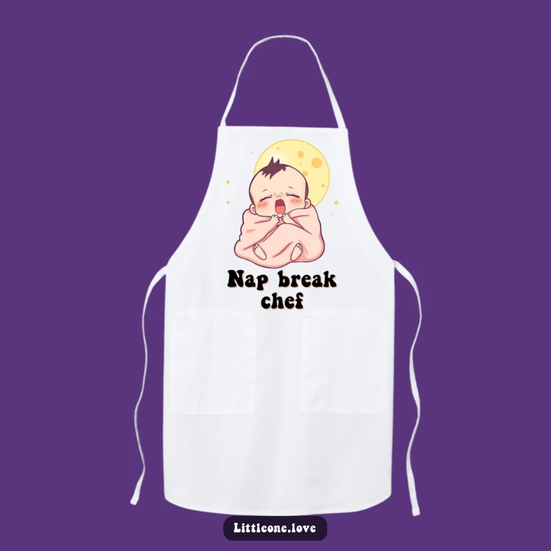 Funny Sleepy Baby Moon Apron - Yawning Chef Character Kitchen Wear, Hilarious Funny Gift for Cooks