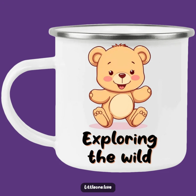 Funny Enamel Mug: Teddy Bear's Wobbly Steps Adventure