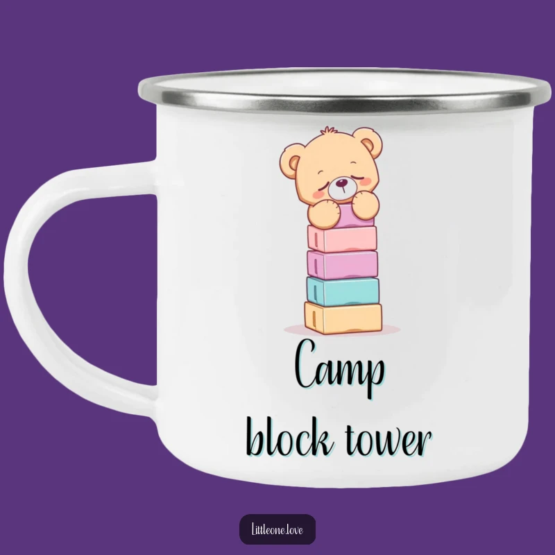 Funny Sleepy Teddy Bear Balancing Blocks Camping Mug - Outdoor Comfort Gift
