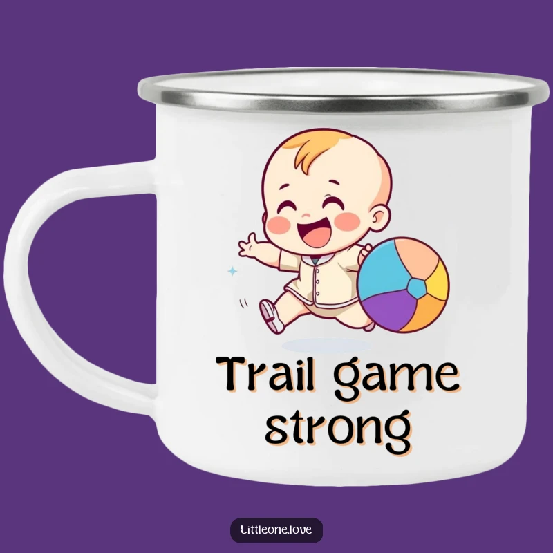 Funny Toddler Ball Chase Camping Mug: Playful Kid Outdoor Activity Gift