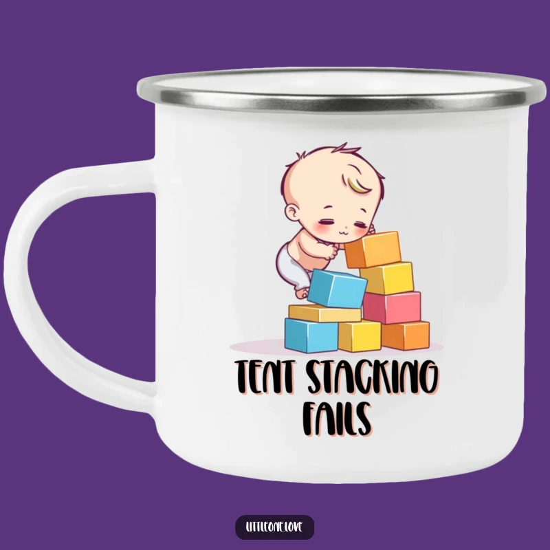 Funny Enamel Camping Mug: Child Block Fail Character, Humorous Gift