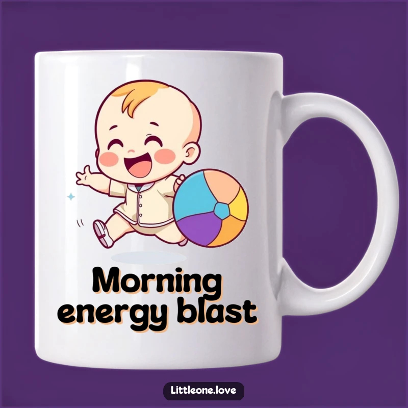 Funny Toddler Ball Chase Mug: Giggling Kid Having Fun Gift