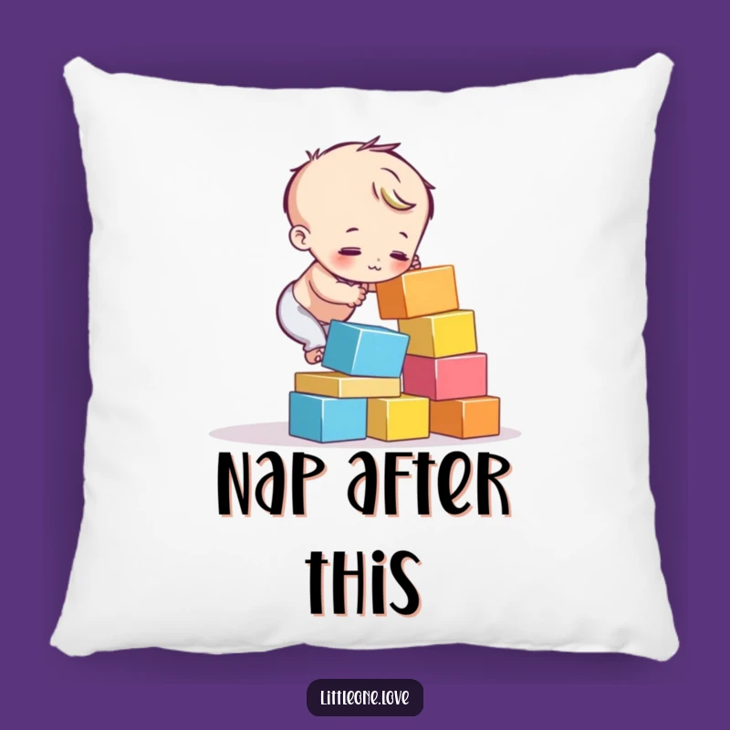 Funny Block Tower Pillow: Child Character Comfort, Humorous Gift