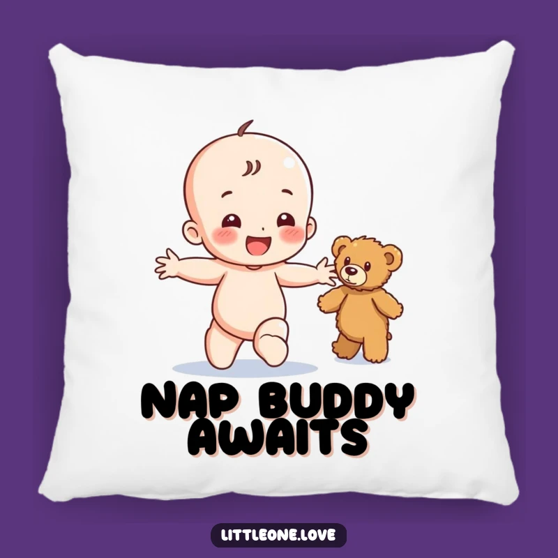 Funny Happy Baby Teddy Bear Pillow - Cozy Toddler Cushion, Adorable Funny Gift for Comfort
