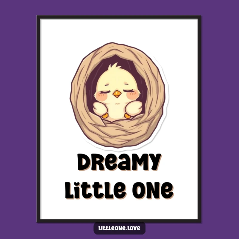 Funny Digital Art: Sleepy Baby Bird Nest Peek Decor
