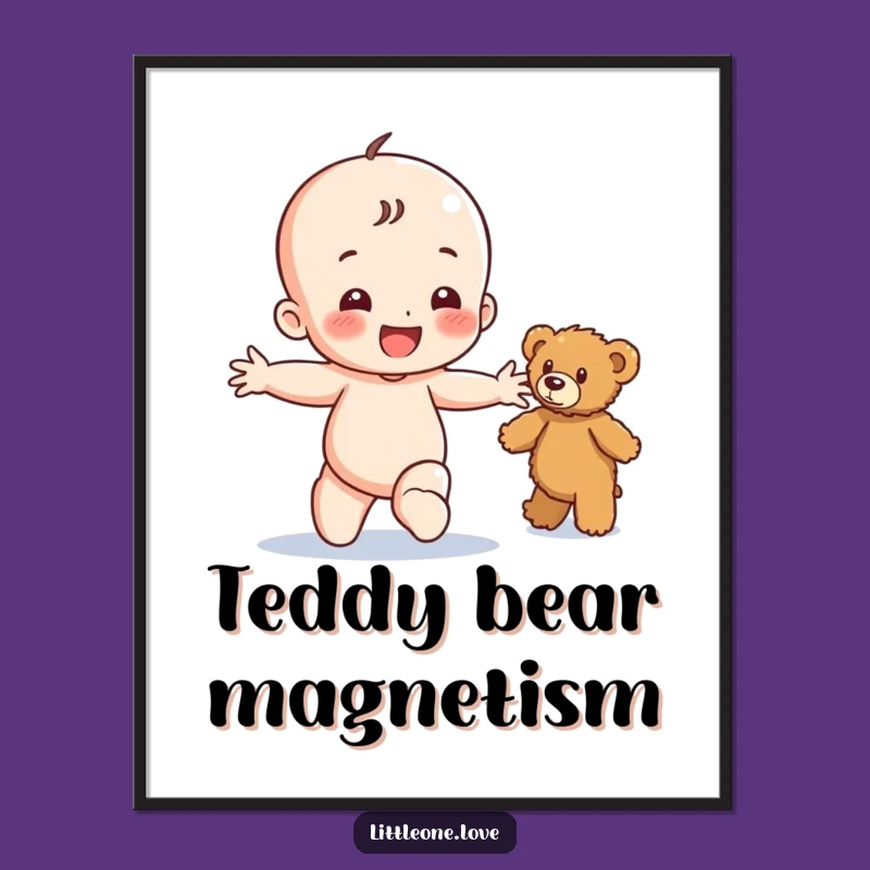 Funny Happy Baby Teddy Bear Digital Art - Toddler Printable, Instant Funny Gift for Joyful Decor