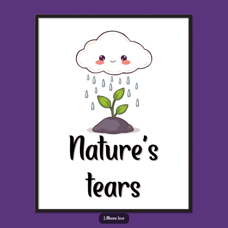 Funny Little Cloud Rain Sprout Art - Instant Gentle Gift