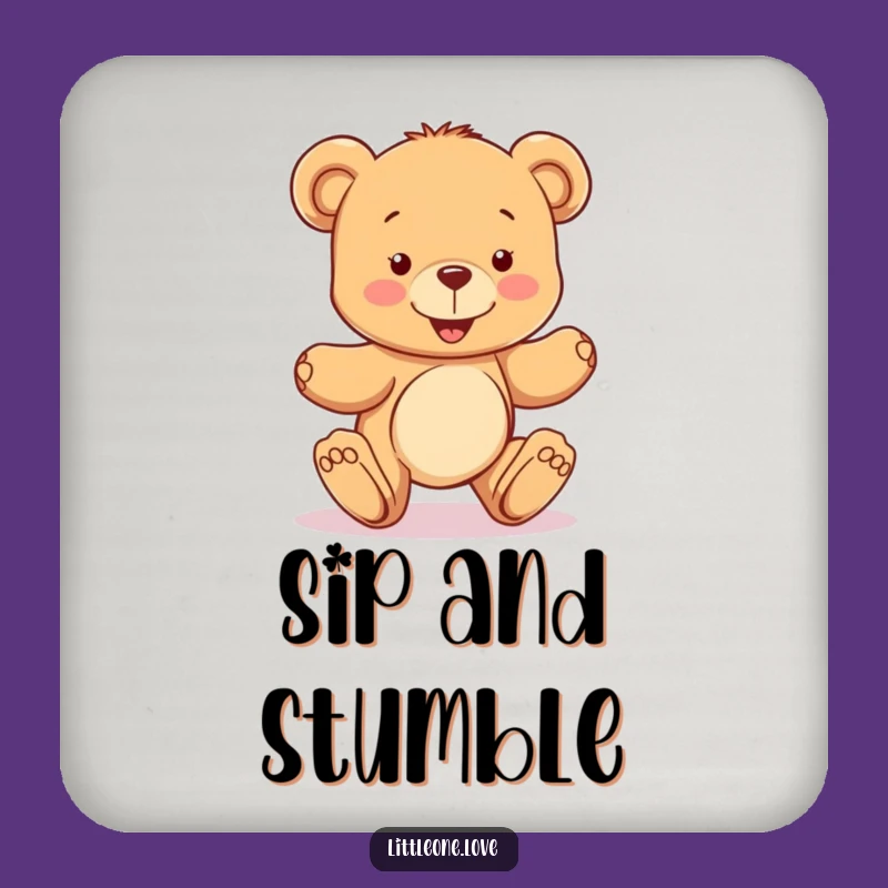 Funny Coaster Set: Teddy Bear's Wobbly Steps Protection