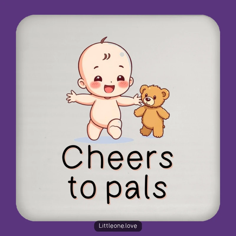 Funny Happy Baby Teddy Bear Coaster - Toddler Drink Protector, Cute Funny Gift for Tables