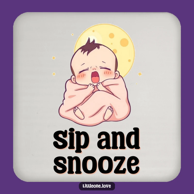 Funny Sleepy Baby Moon Coaster - Yawning Character Drink Protector, Cute Funny Gift for Tables