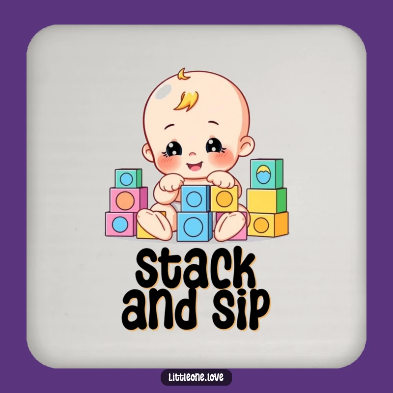 Funny Playful Baby Blocks Coaster - Toddler Drink Protector, Cute Funny Gift for Tables