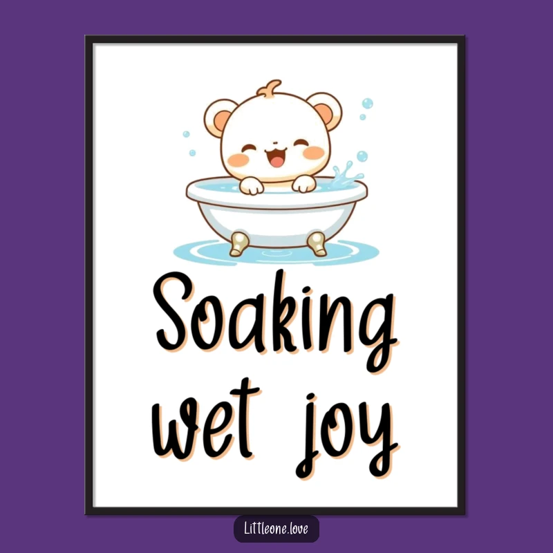 Funny Baby Animal Bath Poster: Cute Creature Splashing Art Print Gift