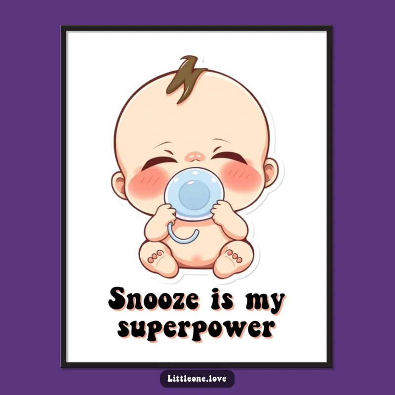 Funny Baby Yawn Poster: Cute Art Print, Hilarious Naptime Decor