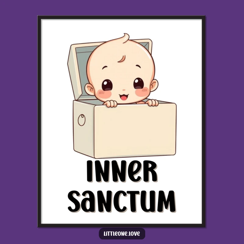 Funny Baby Toy Box Poster - Adorable Diapered Character Wall Art Gift