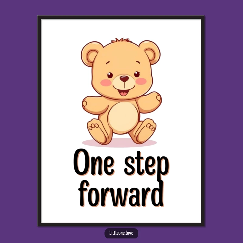 Funny Teddy Bear Poster: Wobbly Steps Wall Art