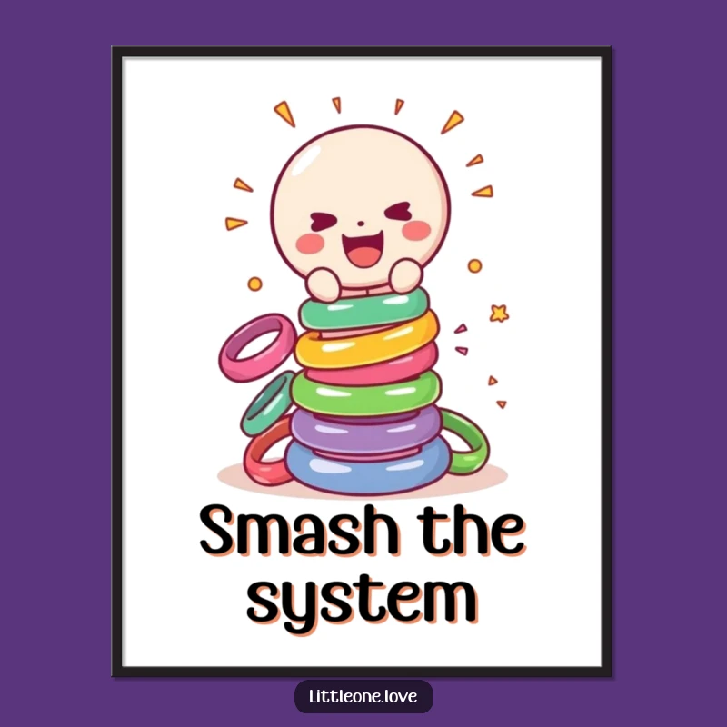Funny Rattle Smashing Rings Poster - Energetic Wall Art Gift