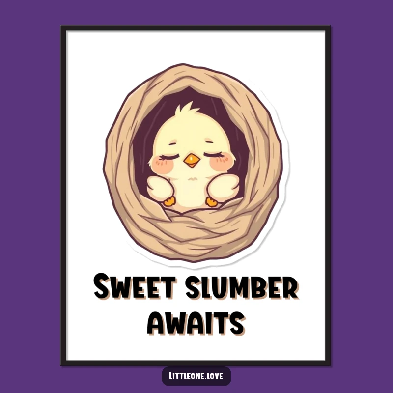 Funny Baby Bird Poster: Tiny Nest Peek Sweet Wall Art