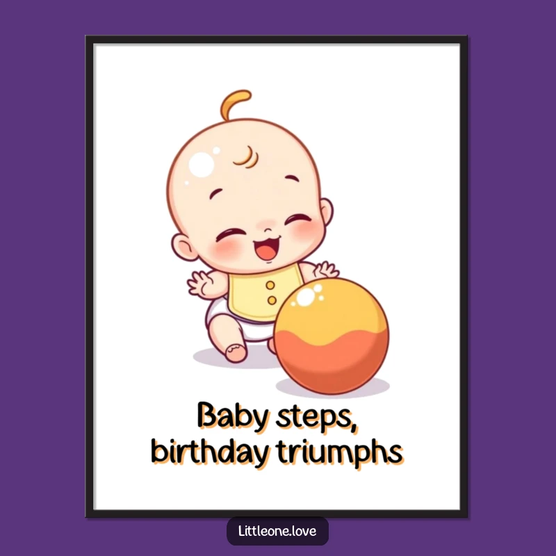 Funny Free Printable Wall Art: Giggling Baby Chasing Ball, Playful Downloadable Decor