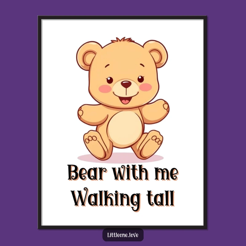 Cute Free Printable Wall Art: Wobbly Teddy Bear, Adorable Downloadable Decor for Kids