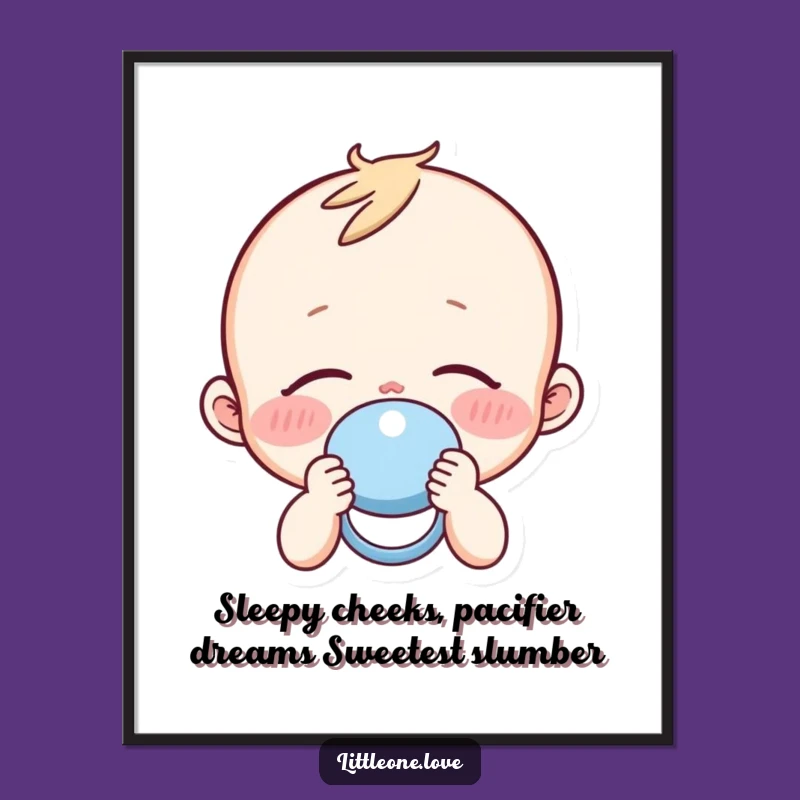 Free Printable Funny Sleepy Baby Wall Art - Pacifier Character Downloadable Nursery Art