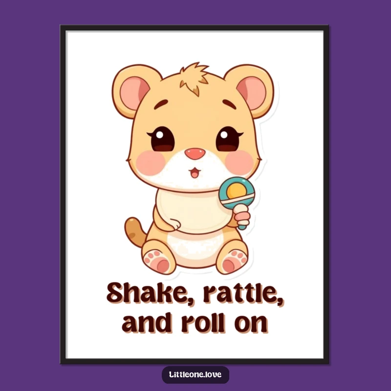 Free Printable Wall Art: Surprised Baby Animal Rattle - Funny Downloadable Decor