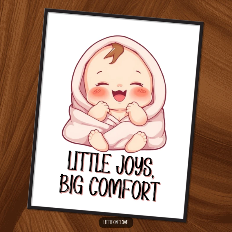 Funny Free Printable Wall Art: Chubby baby gurgling with delight while covered in soft blankets, perfect for a sweet nursery.