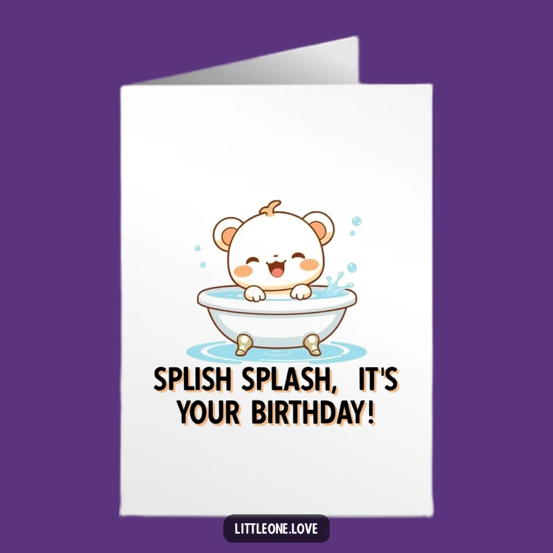 Free Printable Birthday Card: Cute Baby Animal Bathtime Fun - Funny Downloadable Gift
