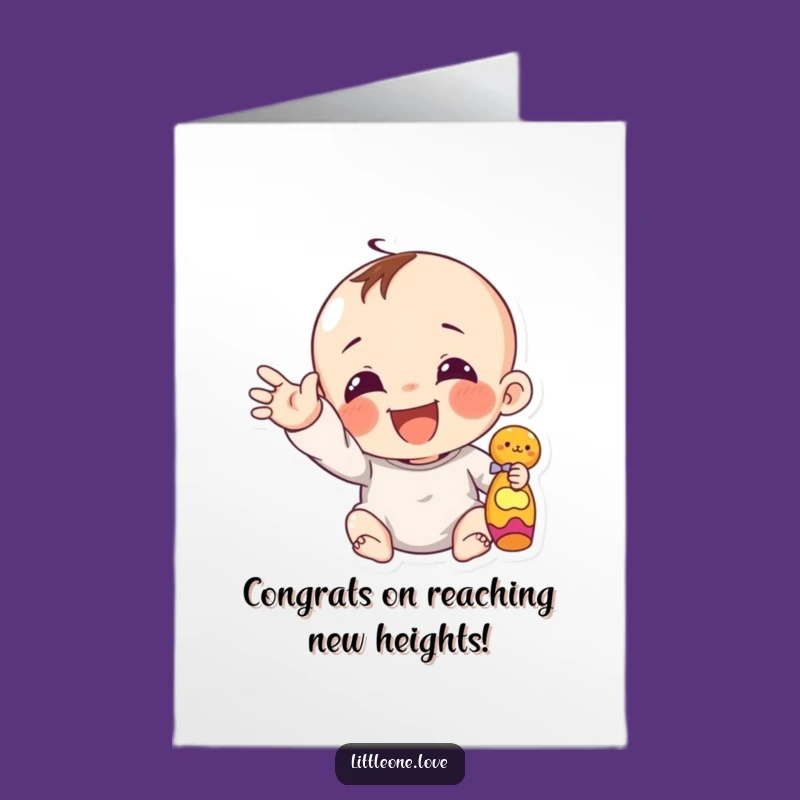 Free Printable Funny Giggling Baby Congratulations Card - Reaching Character DIY Downloadable