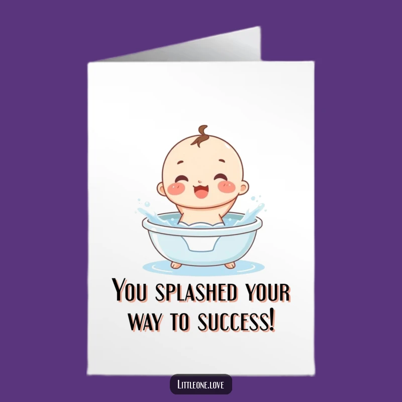 Free Printable Funny Baby Bath Congratulations Card - Splashing Character DIY Downloadable