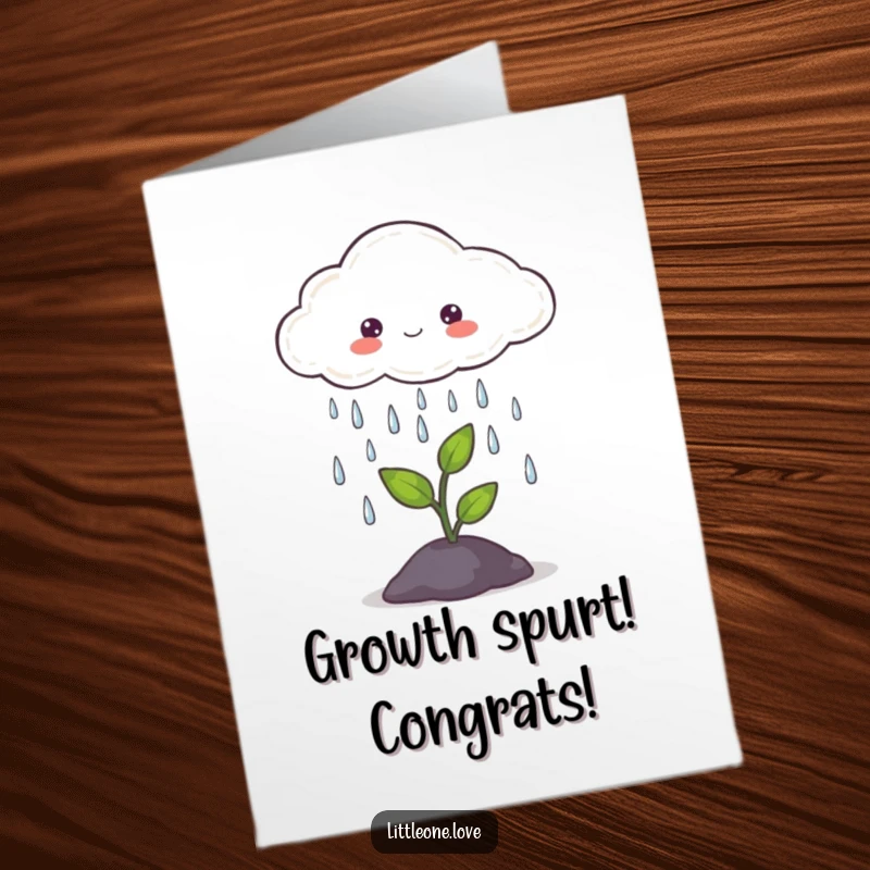 Sweet Free Printable Congratulations Card: A gentle cloud raining on a tiny sprout, symbolizing successful growth and new beginnings.
