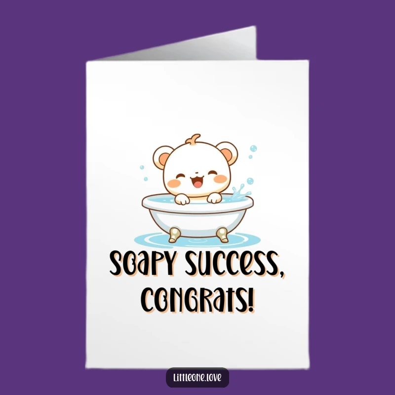 Free Printable Congrats Card: Baby Animal Bathtime Splash - Funny Downloadable Gift