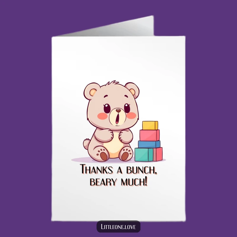 Free Printable Thank You Baby Bear Card - Funny Downloadable Bear Cub Gratitude Gift