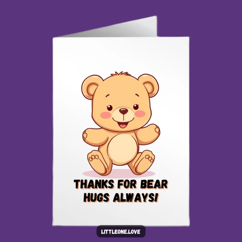 Free Printable Thank You Card: Wobbly Bear, Sweet Downloadable for Grateful Thanks