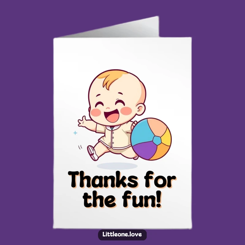 Free Printable Thank You Card: Toddler Ball Chase - Funny Downloadable Gift