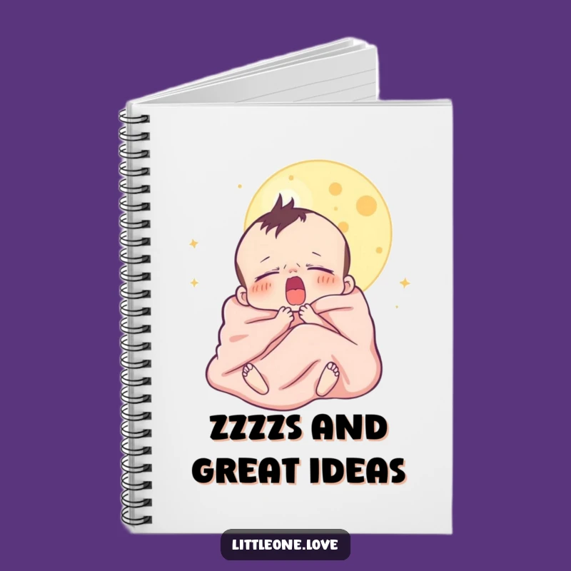 Funny Sleepy Baby Moon Notebook - Yawning Character Journal, Creative Funny Gift for Notes