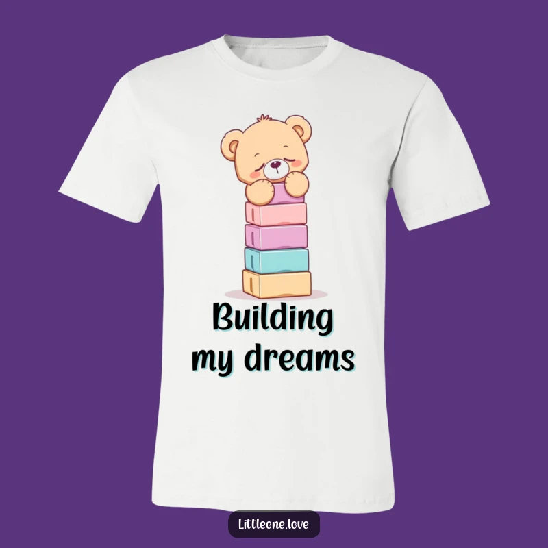 Funny Sleepy Teddy Bear Balancing Blocks T-Shirt - Comical Gift