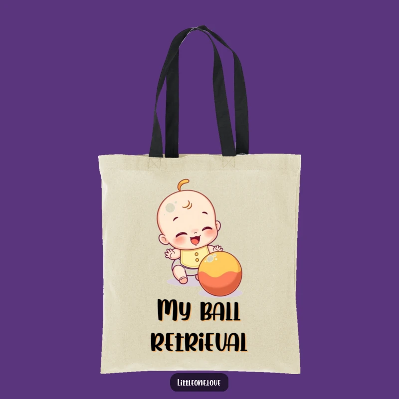 Funny Baby Tote Bag: Durable bag with giggling infant chasing ball, a practical funny gift